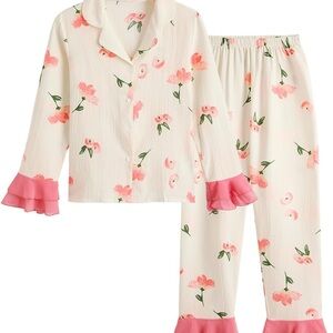 Floral Pajama Set with Pink Accents